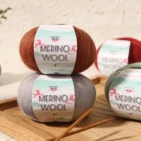 Fil à tricoter en laine mérinos mélangée 4 brins, 50g, doux, anti-boulochage, pour tricot à la main, crochet, pull, écharpe, DIY, 18S