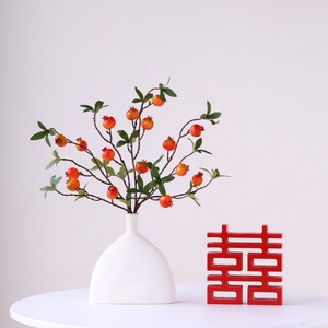 Rama de Granada Artificial, Color Rojo Anaranjado, Pequeña Flor de Seda, Decoración para el Hogar, Decoración Navideña, Impermeable - Product Image 5