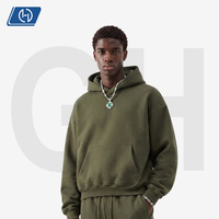 Sweat à capuche uni coupe ample style décontracté américain, pull chaud épais streetwear pour homme, fourniture marque privée