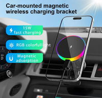 Support de charge sans fil magnétique pour grille d'aération de voiture avec lampe RGB pour iPhone 18 17 16 Pro, support de téléphone réglable mains libres pour voiture