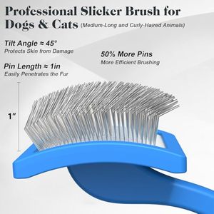 Peigne professionnel de démêlage pour chien Brosse à râteau à épingles extra longues pour griffonnages dorés, caniches, outil de toilettage anti-enchevêtrement pour manteaux épais - Product Image 4