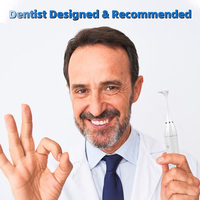 Hydropulseur ultrasonique 2-en-1 et gratte-langue, étanche IPX7, base de chargement sans fil, poils souples, blanchiment et nettoyage des dents