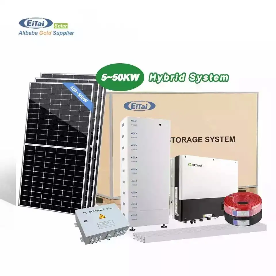 EITAI Energi Terbarukan dan Produk Hijau Sistem Tenaga Surya Portabel Sistem Panel Surya 10KW dengan Inverter 3 Fase