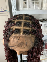 Perruque synthétique complète en dentelle LD036, style Locs africains, cheveux bouclés bohèmes, tresses papillon sans nœuds avec cheveux de bébé, taille ajustable, en stock
