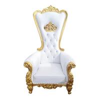 Chaise Trône Royale Dorée et Blanche à Dossier Haut pour Pédicure, Mariage, Roi et Reine - Vente en Gros à Prix Abordable