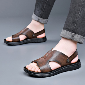 Artı boyutu lüks sandalet erkekler Size50 deri cırt cırt adam sandalet kauçuk ekstra geniş ayakkabı Pantoufles Hommes dökün terlik erkekler - Product Image 4