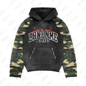 Hoodie surdimensionné personnalisé pour homme, style streetwear, délavé à l'acide, effet soleil, avec fermeture éclair, en tissu éponge, séchage rapide, 100% coton, pour l'automne - Product Image 2