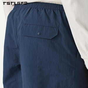Shorts surdimensionnés vintage pour hommes en couleur unie personnalisée, tissu recyclé, séchage rapide, vêtements de sport, polyester, nylon, respirant, salle de sport - Product Image 6