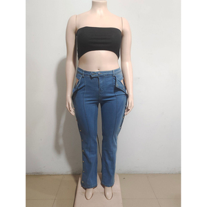 Nuovi Jeans a vita alta alla moda Street <span class=keywords><strong>pantaloni</strong></span> Casual a <span class=keywords><strong>doppio</strong></span> <span class=keywords><strong>bottone</strong></span> chiusi - Product Image 4