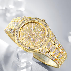 Populaire Mens Bling Punk Diamant Étanche Lumineux Mâle Or Strass Cristaux De Quartz Montre - Product Image 3