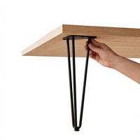 Pieds de table en métal noir, base incurvée en fer pour table basse, table de chevet, bureau, DIY