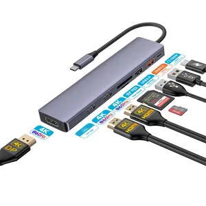 Customized 8 Ports USB3.2 Dock to Triple Display 4K DP HDTV ,10Gbps Data Multiport Function Splitter