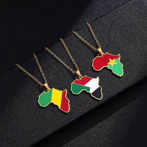 Collar con Colgante de <span class=keywords><strong>Mapa</strong></span> de África Chapado en Oro de 18K, Cadena de Acero Inoxidable, Joyería Unisex para Regalo - Product Image 5