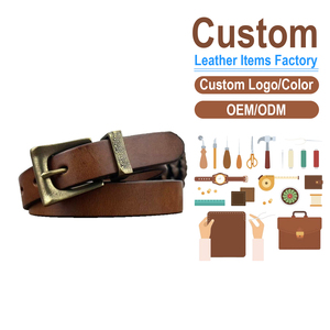 Cinturón de Cuero con Hebilla de Latón Vintage de 25 mm para Mujer, Cinturón Casual de Moda de Cuero Vacuno de Grano Completo - Product Image 2