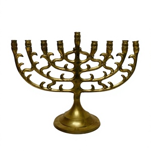 Candelabro de Lujo de 9 Brazos, Portavelas Decorativo, Decoración para Bodas, Artesanía en Metal, Decoración para Hanukkah, Menorah, Color Dorado - Product Image 1