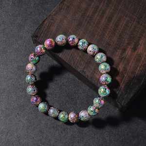 Bracelet en pierre volcanique naturelle pour hommes, pierre de lave, perles violettes de 8mm, bijoux faits à la main, réglables, Pulseira - Product Image 4