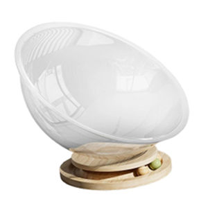 Lit pour chat en acrylique transparent en forme de capsule spatiale avec base en bois, salon pour chat en forme de bulle transparente, maison moderne pour animaux de compagnie - Product Image 4