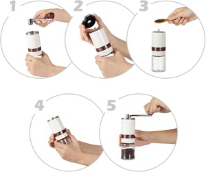 Vintage Hand kaffeemühle mit Keramik graten 6 einstellbare Einstellungen Tragbare Handkurbel Manuelle einstellbare Kaffeemühle - Product Image 3