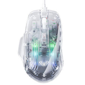 AULA S80 คริสตัลเมาส์สำหรับเล่นเกมแบบมีสายการเขียนโปรแกรมมาโครไฟ RGB โปร่งใส 7 ปุ่มเซ็นเซอร์ PAW3950 อินเทอร์เฟซ USB - Product Image 2