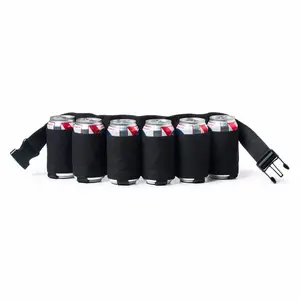 Neoprene Can Cooler Belt Holds 6 Beverages Pack Waist Beer Belt Bag Beverage Can Holder Adjustable Strap Waist Beer Bottle Beve