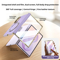 Nouvel étui de téléphone en cuir véritable de luxe avec film de protection d'écran intégré pour Samsung Galaxy Fold 8 Ultra avec support magnétique