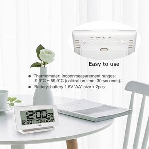 Reloj Despertador Digital con Termómetro, Alarma Doble, Retroiluminación Automática, Medidor de Temperatura Electrónico, Reloj de Mesa Bonito - Product Image 4