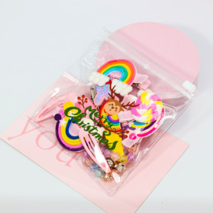 Bolsa de Plástico PVC Transparente con Cierre, Mini Bolsa para Joyería con Impresión Personalizada Navideña, Bolsa para Accesorios - Product Image 5