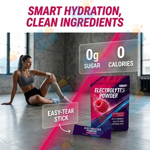 Sachets de poudre d'électrolytes à la framboise, 30 unités, <span class=keywords><strong>sans</strong></span> <span class=keywords><strong>sucre</strong></span>, pour boisson, compatibles Keto, mélange d'hydratation sportive, pack personnalisé, fabricant - Product Image 4