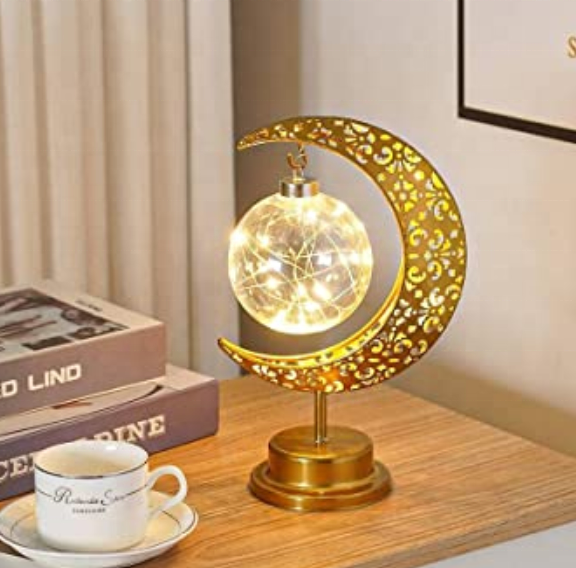 Ramadan Iron Moon Lamp Crescent Moon Decor Led Light Enchanted Lunar Lamp Hanging Magic LED Moon Lamp Night Light
