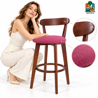 Tabouret de bar avec dossier en bois, assise rembourrée, repose-pieds, hauteur de comptoir, pour cuisine, café, bar