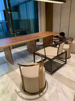 Mobilier en bois moderne pour restaurant, prix d'usine, dalle de cuisine à bord vif, table à manger en bois de noyer massif