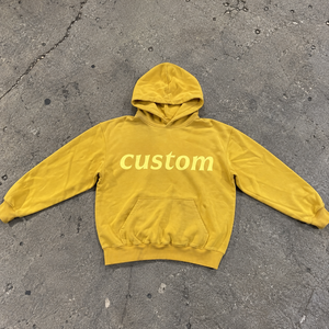 Sweat à capuche jaune uni pour homme, manches courtes, coupe oversize, 100% coton, fermeture éclair, 360gr - Product Image 1