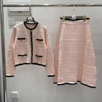 Nouvelle Collection Automne 2026 : Ensemble Tricoté Décontracté Deux Pièces pour Femme – Cardigan Vert Menthe Texturé à Volants et Dentelle Contrastante & Jupe Midi