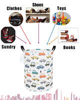 Grand bac de rangement pliable pour jouets, imprimé arc-en-ciel, organisateur de chambre d'enfant, panier à vêtements pliable avec poignées en cuir