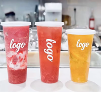 Gobelets jetables en plastique PP de 32 oz (1000 ml) avec logo personnalisé imprimé, 90 mm, pour boissons froides, thé au lait, bubble tea