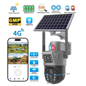 กล้องวงจรปิดพลังงานแสงอาทิตย์ 4G ซิมการ์ด กล้องวงจรปิด 360 องศา เลนส์คู่ มองเห็นในเวลากลางคืน <span class=keywords><strong>V380</strong></span> Pro พร้อมไฟส่องสว่างตรวจจับความเคลื่อนไหว - Product Image 1