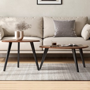 Modern Irregular Wood Coffee <b>Table</b> Set For Living Room <b>Sofa</b> Side <b>Table</b> High Low Combination Design - Product Image 3