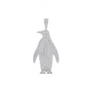 Big Custom Iced Animal Cartoon Snow <b>Penguin</b> Necklace <b>Jewelry</b> 925 Silver Rhodium Plated Moissanite Diamond Unisex Hip Hop Pendant - Product Image 1