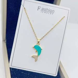 สร้อยคอจี้ปลาโลมาแบบปรับได้สร้อยคอชุบทอง18K โช้คเกอร์สแตนเลสสำหรับสุภาพสตรี - Product Image 5