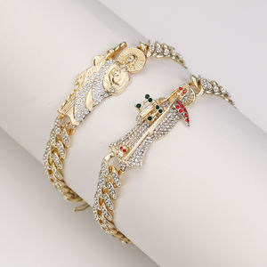 Grosir perhiasan modis massal gelang rantai tenis dengan manik rosario Salib Katolik Guadalupe Vrigin Mary jimat untuk Gelang - Product Image 4