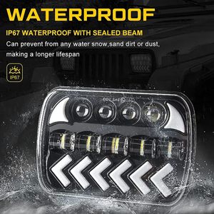 7 Faros Delanteros Cuadrados Blancos y Ámbar de 6 Pulgadas con Señal de Giro, Luz Alta/Baja y Luces de Circulación Diurna (DRL) Compatibles con XJ Wrangler - Product Image 6