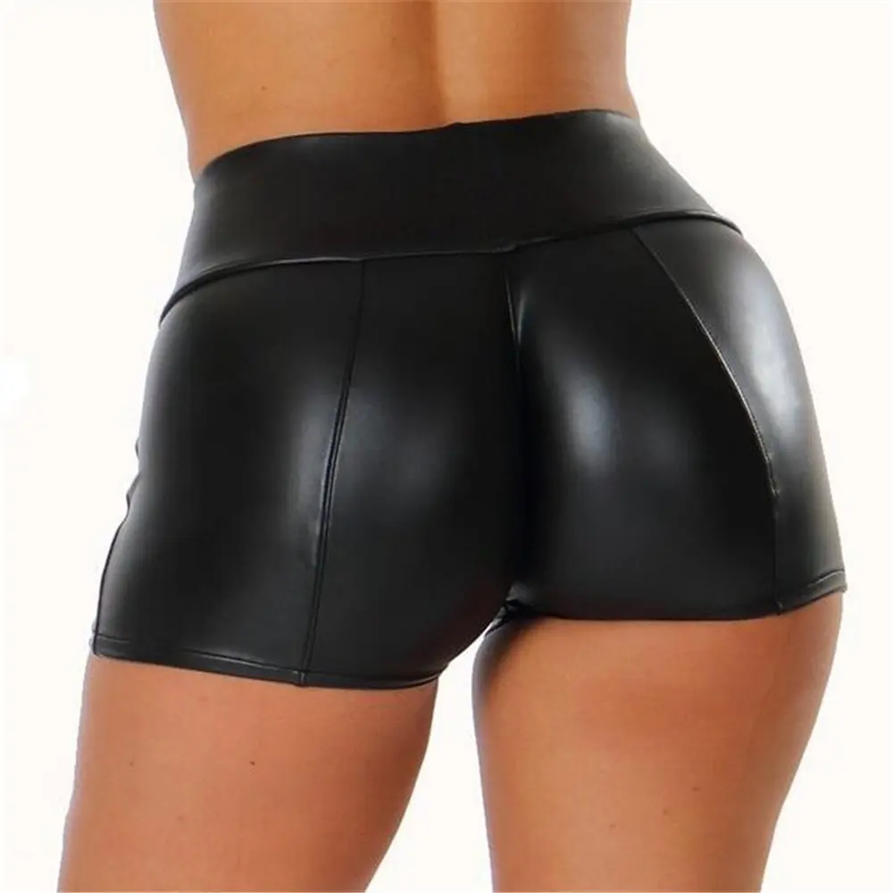 Wish Ebay hot selling 5XL Plus size Black women PU leather shorts hot pants