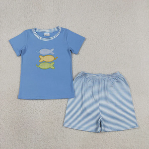 New Arrive Baby Girls Kids Embroidery Pattern Design Pink Stripes Ruffle Shorts Summer Set - Product Image 6