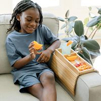 Bambou anti-dérapant téléphones et télécommande support canapé porte-gobelet plateau Snack pliable canapé accoudoir canapé bras plateau