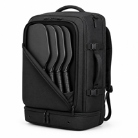 Sac à dos de voyage sportif décontracté extensible noir, sac à dos de pickleball avec compartiment à chaussures ventilé pour le week-end