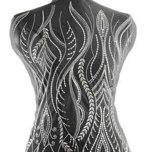 3d sequin bead lace fabric bridal/beaded bridal lace fabric 3d/sequin lace fabric embroidery