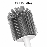 Brosse de toilette TPR à long manche personnalisée, avec clip de nettoyage des poils dissimulé et support mural de drainage, pour le nettoyage de la salle de bain, fourniture d'usine