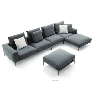 Kualitas tinggi penjualan pabrik kain bentuk L Sofa Modern kain/kulit bulu biru Lshape