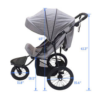 Tùy chỉnh tốc độ cao 3 bánh xe có thể gập lại chạy Bộ xe đẩy em bé với điều chỉnh tay lái và hệ thống treo cho chạy - Product Image 4