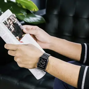Klassieke Drie Kralen Smartwatch Polsband 3 Link Metalen Horlogeband Rvs Ketting Voor Iwatch Apple Band